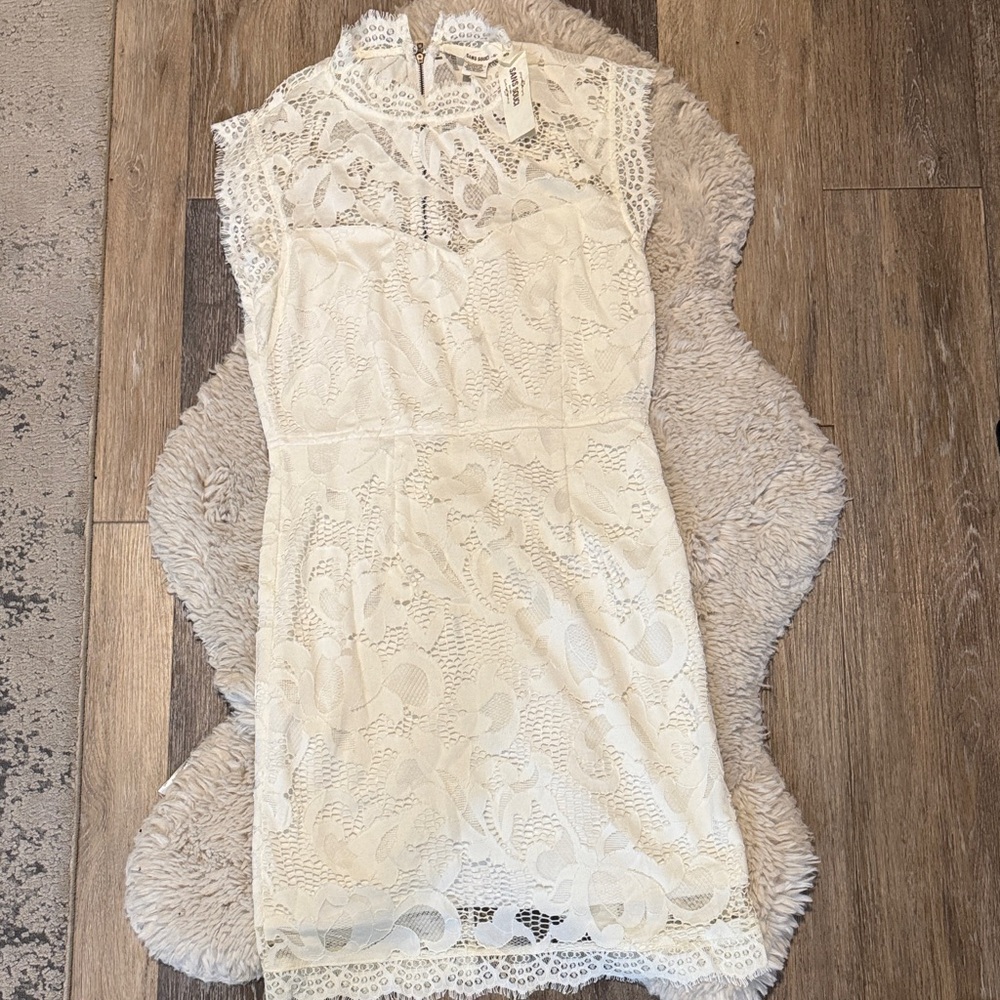Sans Souci Lace Mini Dress in Cream